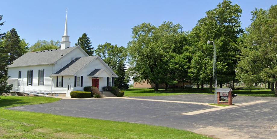 Exterior of Zion Lutheran Church in the town of Center